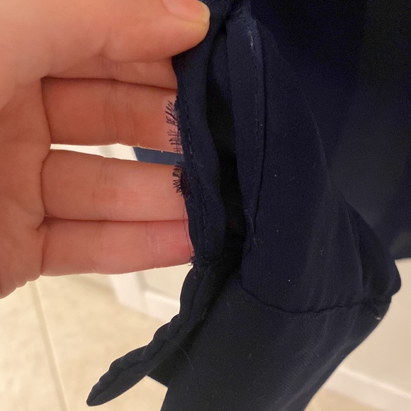 Navy Blue Long Sleeve Button Up Blouse - Picture 3 of 4